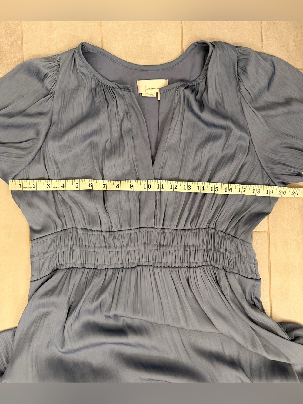 Anthropologie The Somerset Satin Maxi Dress Blue Slate Size XL - Picture 9 of 9